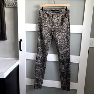 Joe’s skinny blush lace jean.